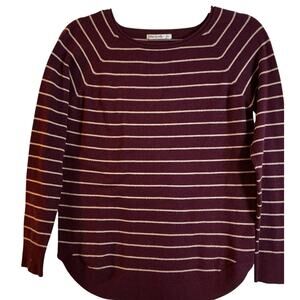 Pink Clover | Burgundy & White Striped Lightweight Sweater | Women’s Size small
